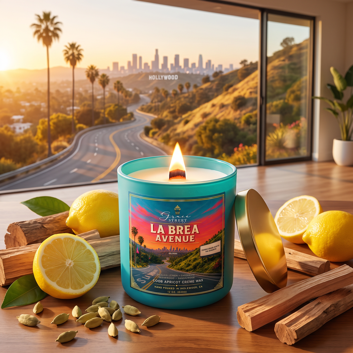 La Brea Avenue | 12 oz. Luxury Candle with Gold Lid