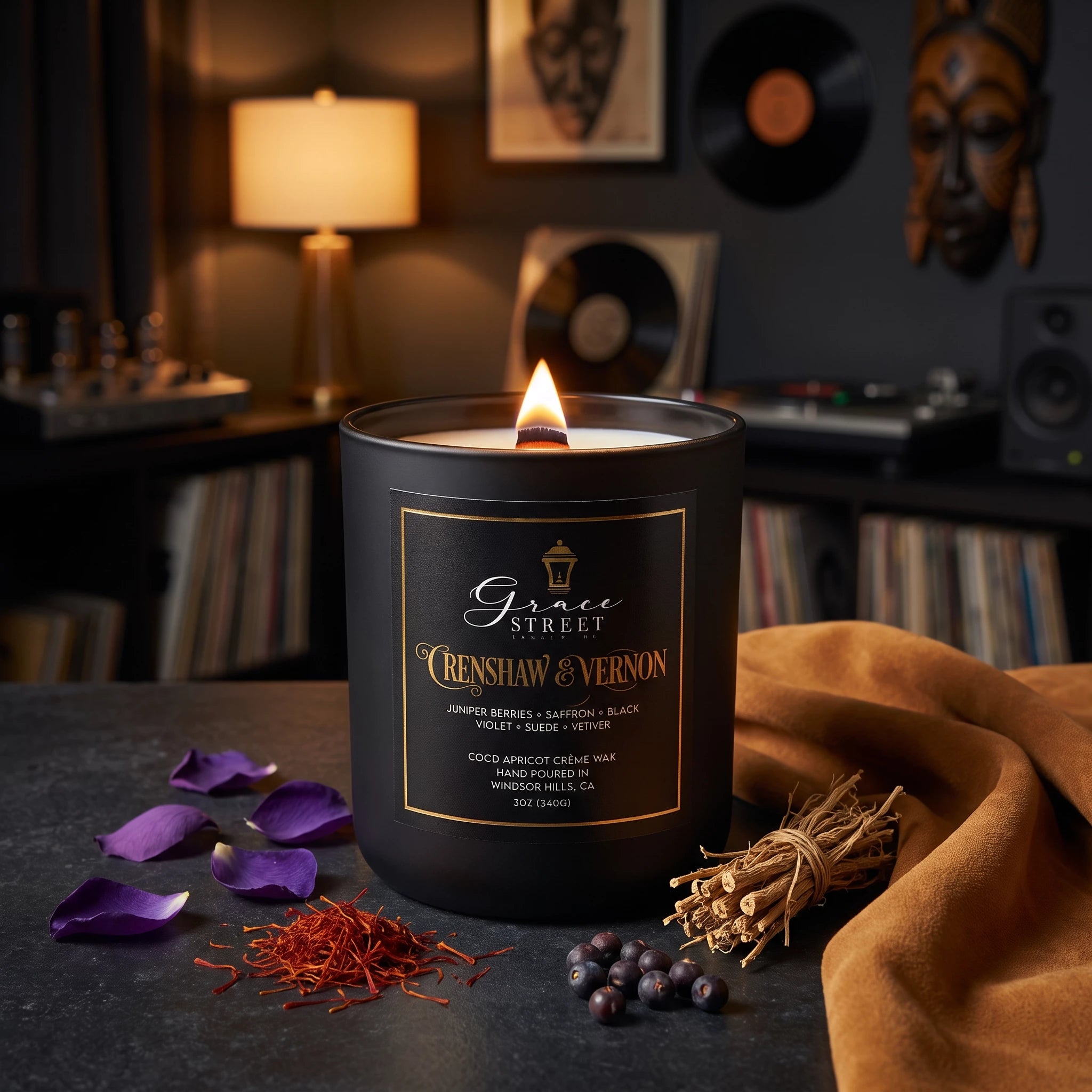Crenshaw & Vernon Berry Gold Lid Luxury Candle-12 oz