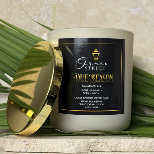 Due Season Luxury Gold Lid Candle- 12oz