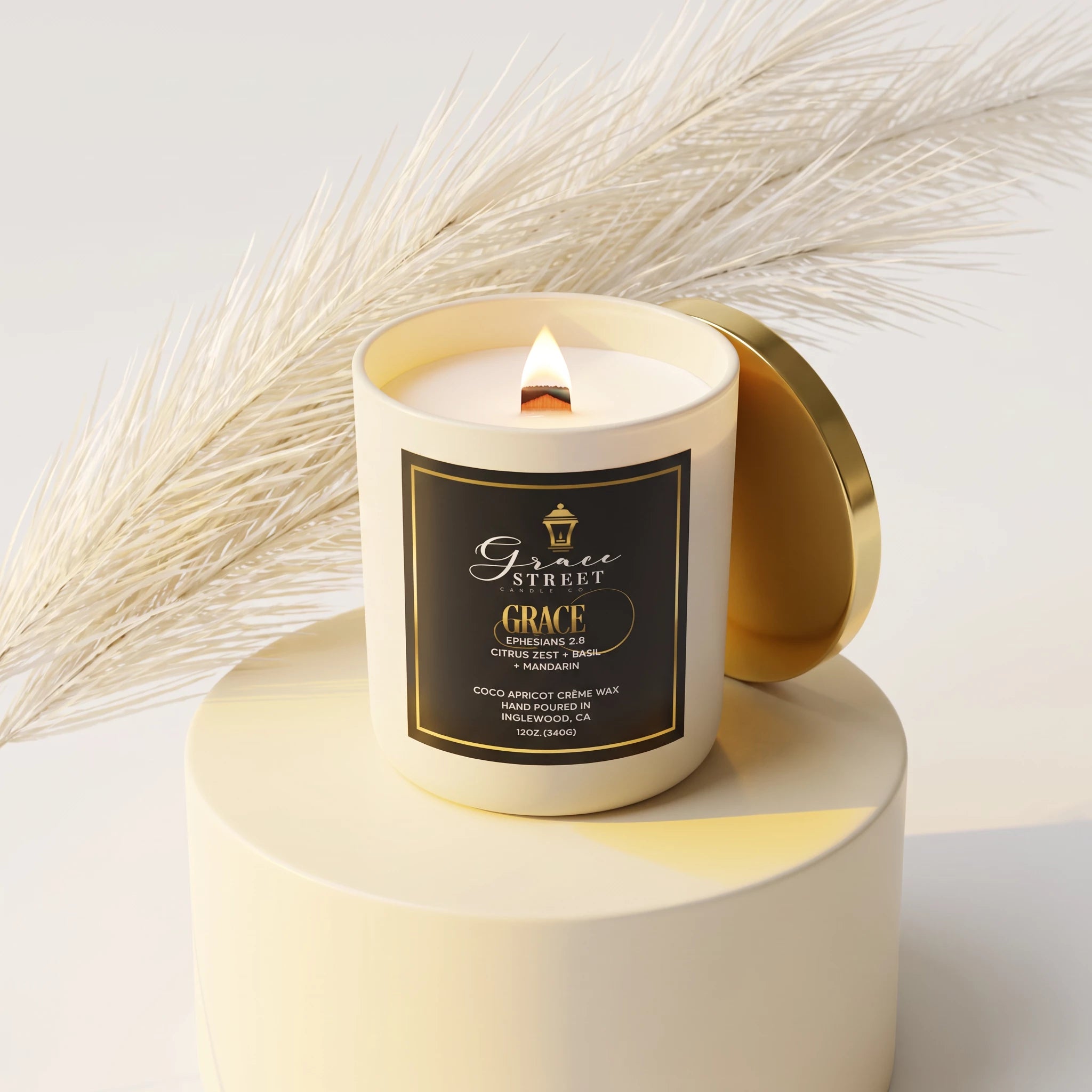 Grace Luxury Gold Lid Candle- 12 oz.