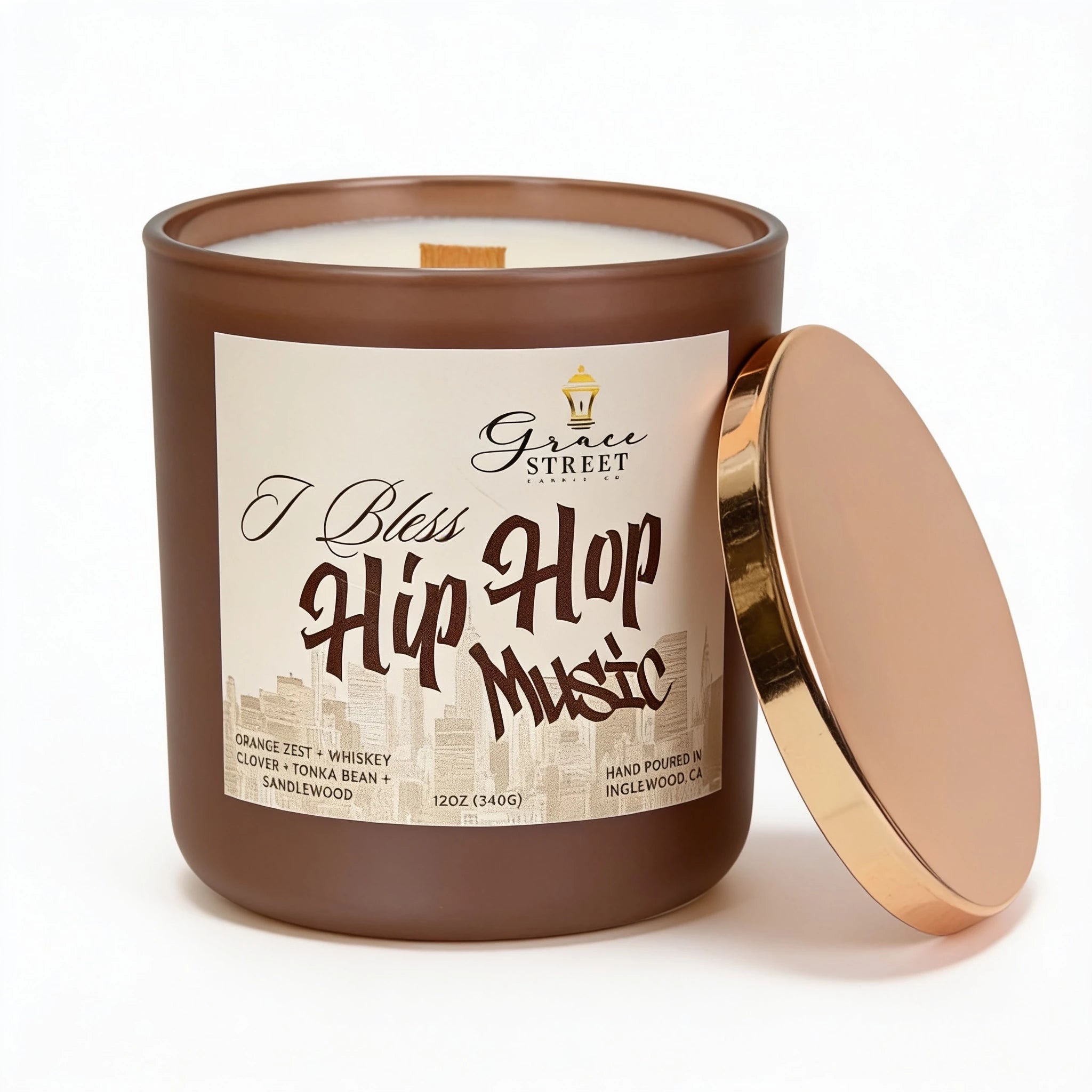 I Bless Hip Hop Rose Gold Lid Luxury Candle-12 oz