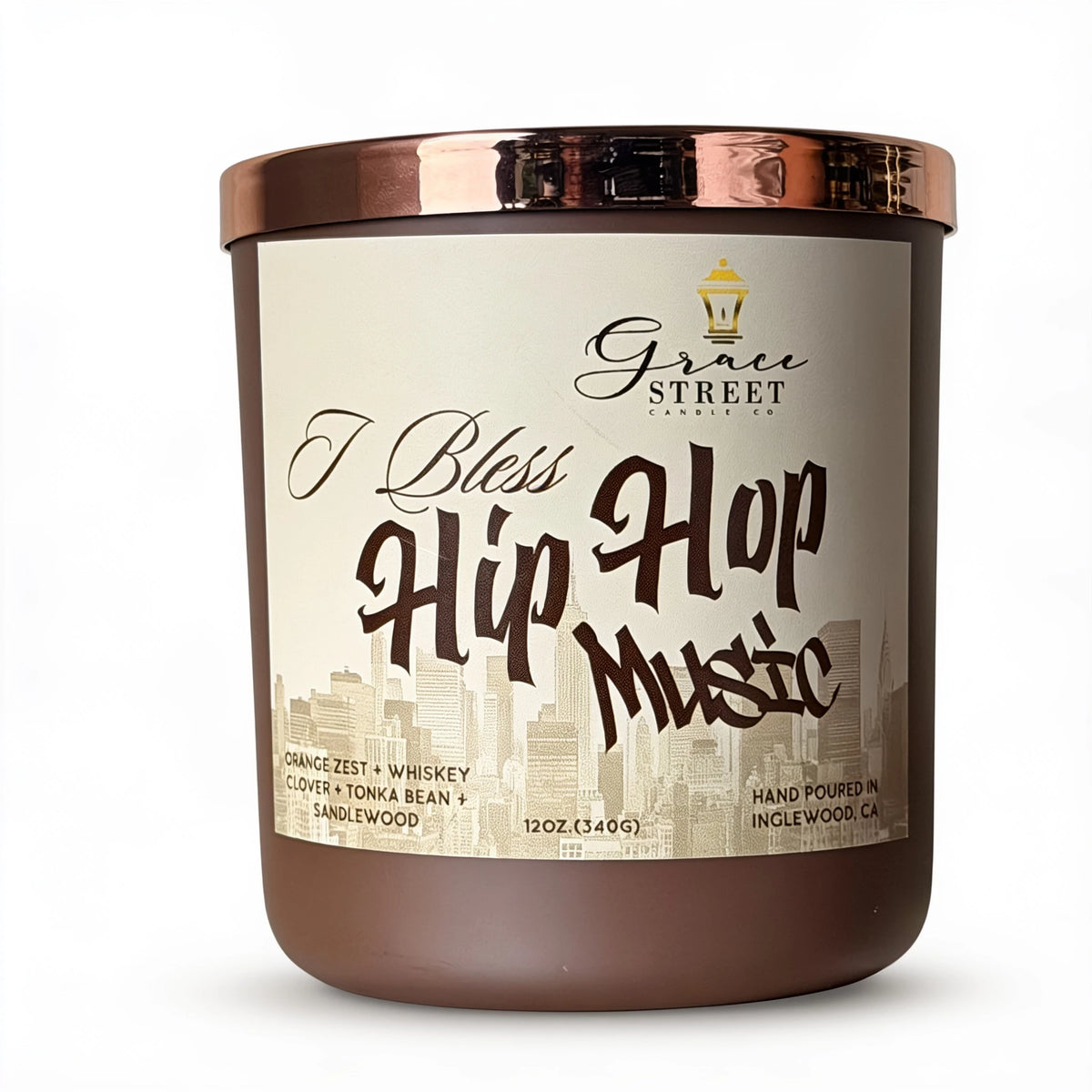 I Bless Hip Hop Rose Gold Lid Luxury Candle-12 oz
