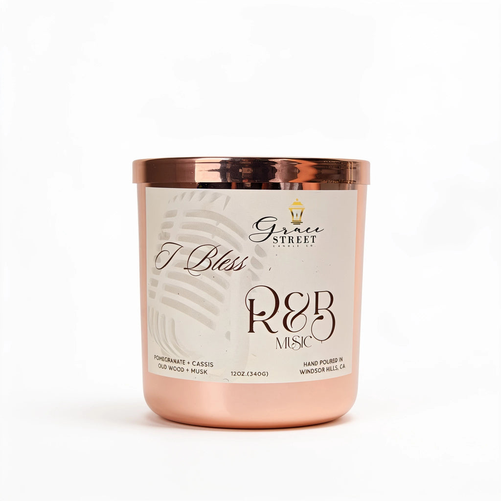 I Bless R&B Music Rose Gold Luxury Lid Candle-12 oz