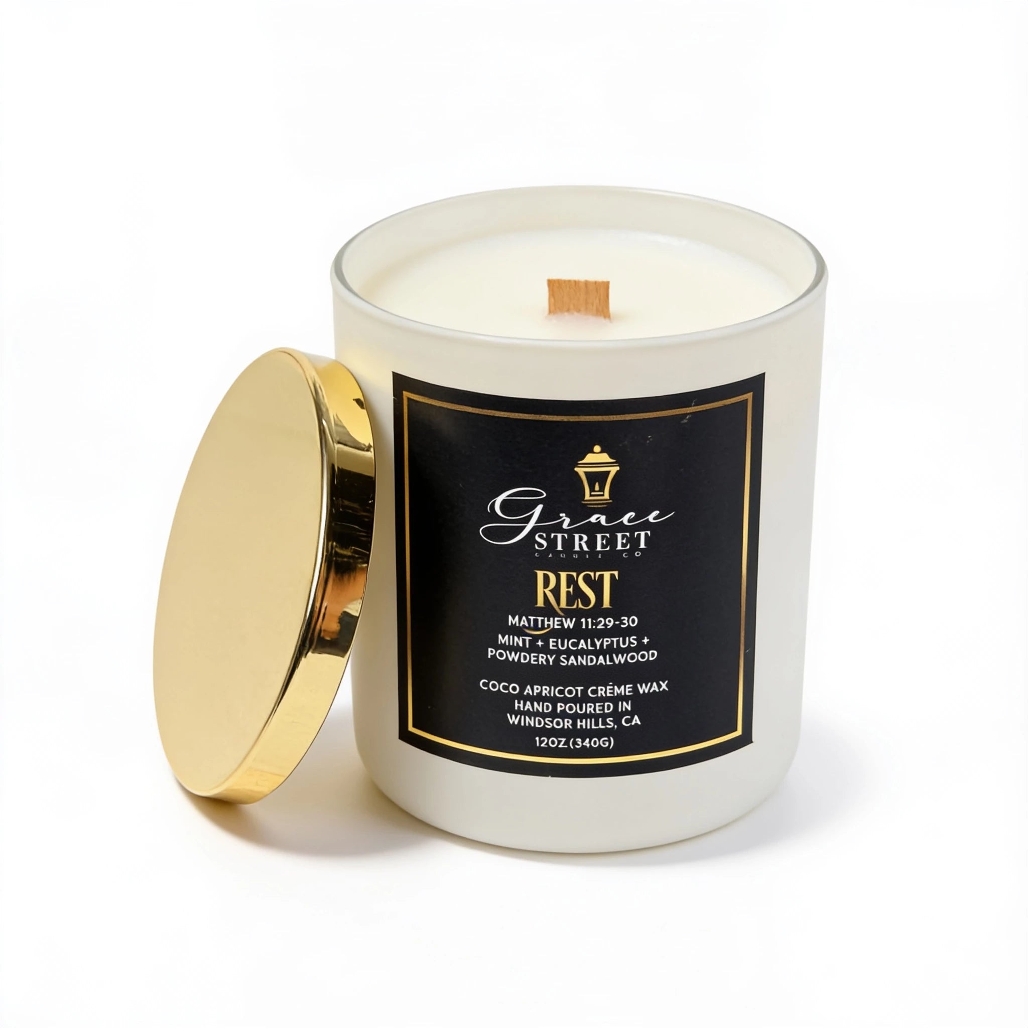 Rest Gold Lid Luxury Candle-12 oz