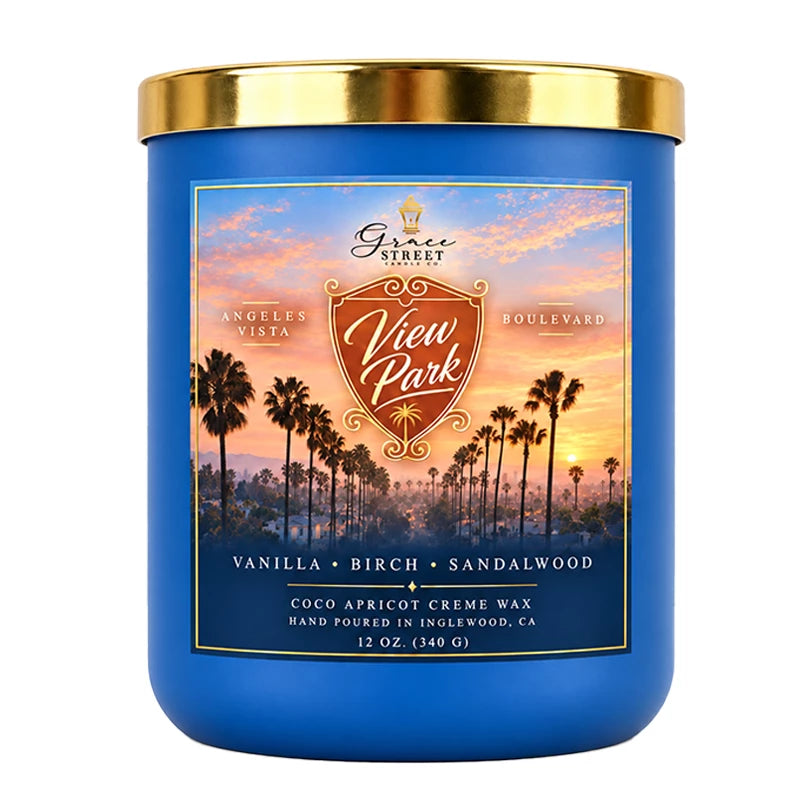Angelas Vista Boulevard Gold Lid Luxury Candle- 12 oz. Candle
