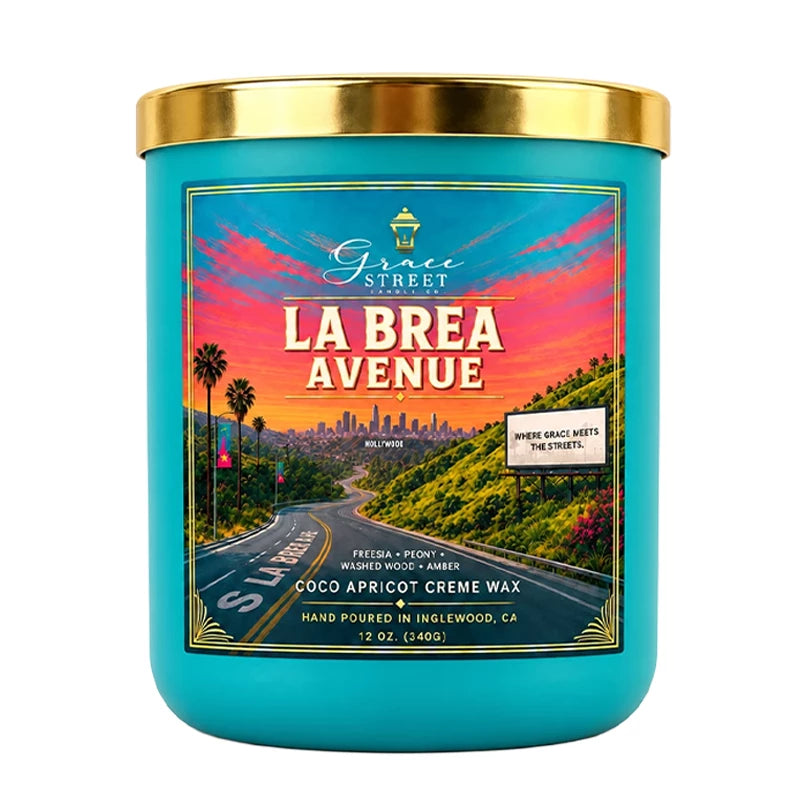 La Brea Avenue Gold Lid Luxury Candle- 12 oz. Candle
