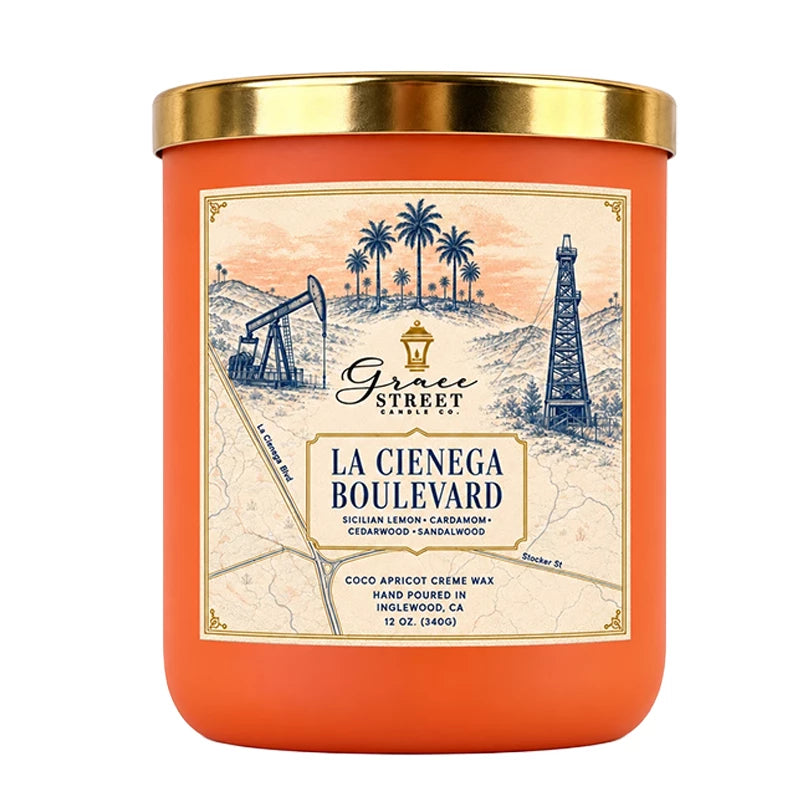 La Cienega Boulveard Gold Lid Luxury Candle- 12 oz. Candle