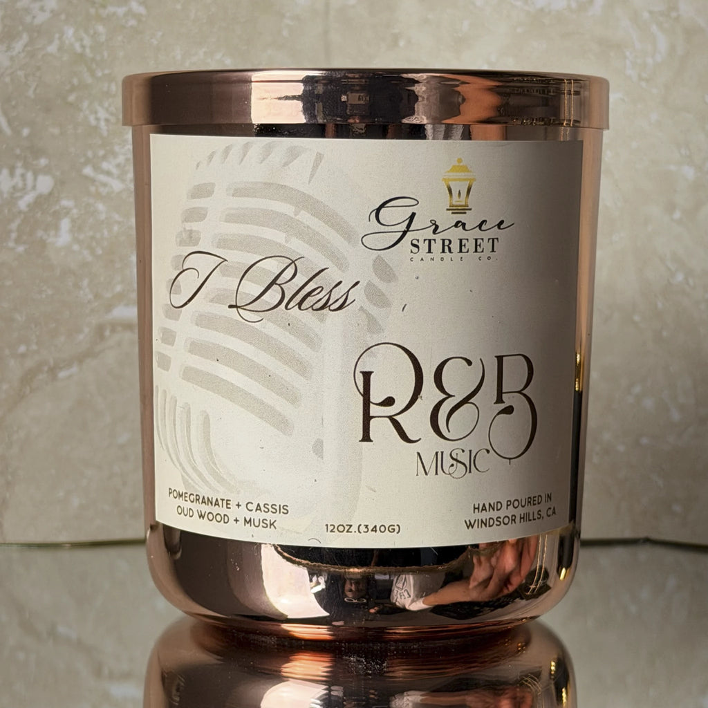 I Bless R&B Music Rose Gold Luxury Lid Candle-12 oz