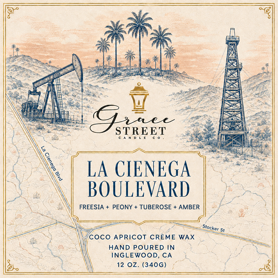 La Cienega Boulevard | 12 oz. Luxury Candle with Gold Lid